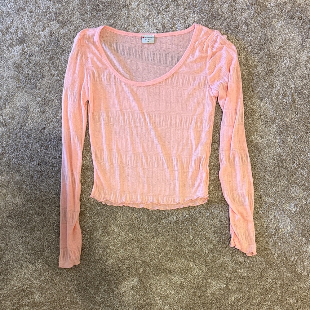 Essentials Coral Long Sleeve Blouse